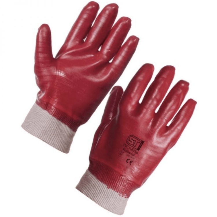 12 x PVC Full Dip Knit Wrist Glove
