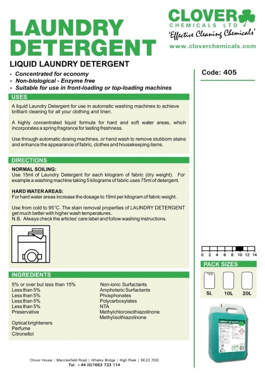 Clover Chemicals Liquid Laundry Detergent (405)