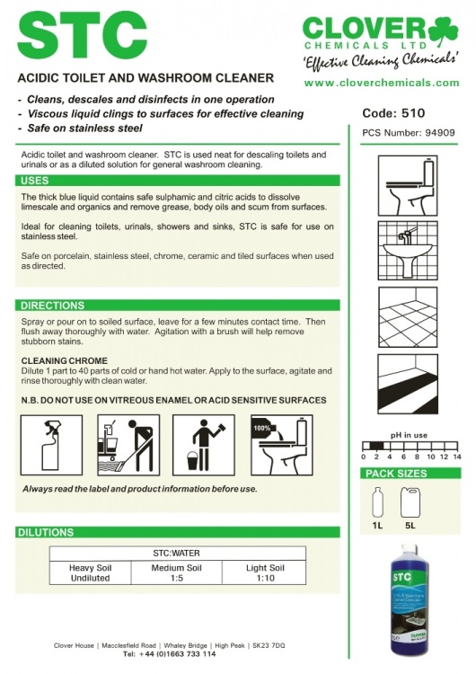 Clover Chemicals STC Acidic Toilet & Washroom Cleaner (510)
