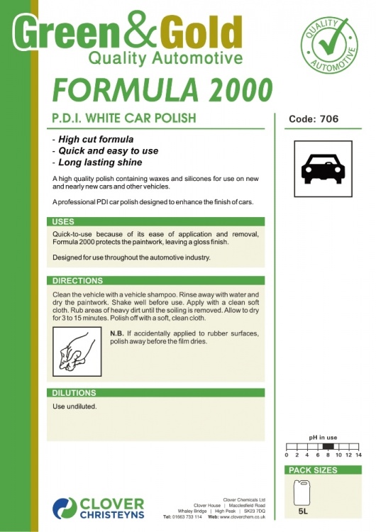 Clover Chemicals Formula 2000 New Car Polish (706)