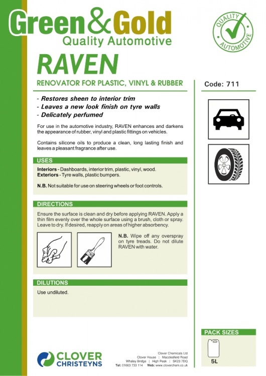 Clover Chemicals Raven Renovator For Plastic, Vinyl & Rubber (711)