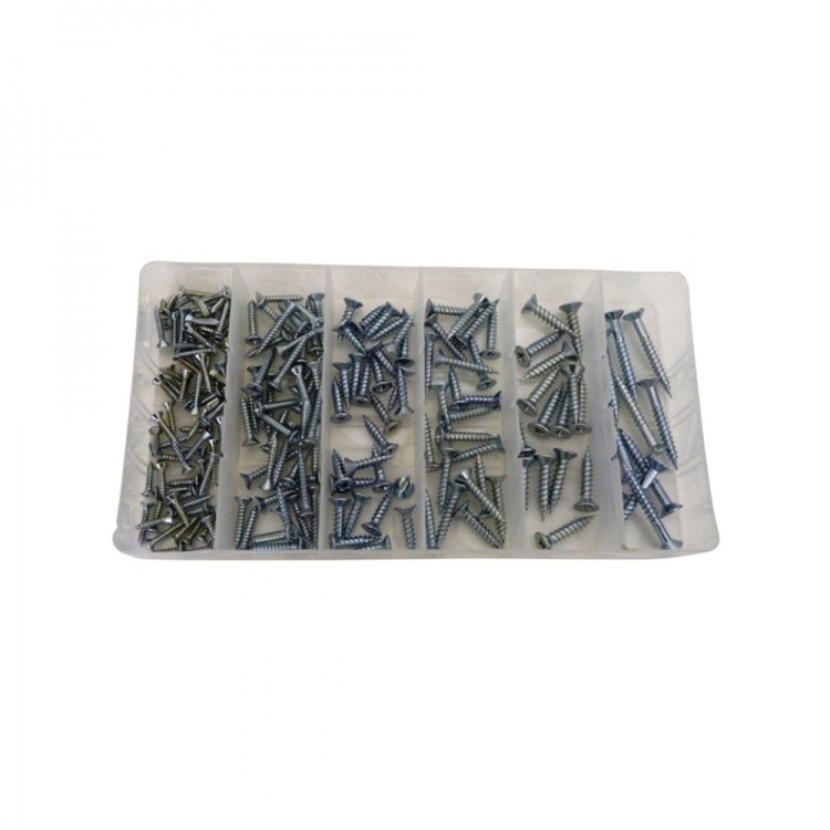 Woodscrews Steel Pozi CSK BZP (200) - Budget Assortment Box BB953