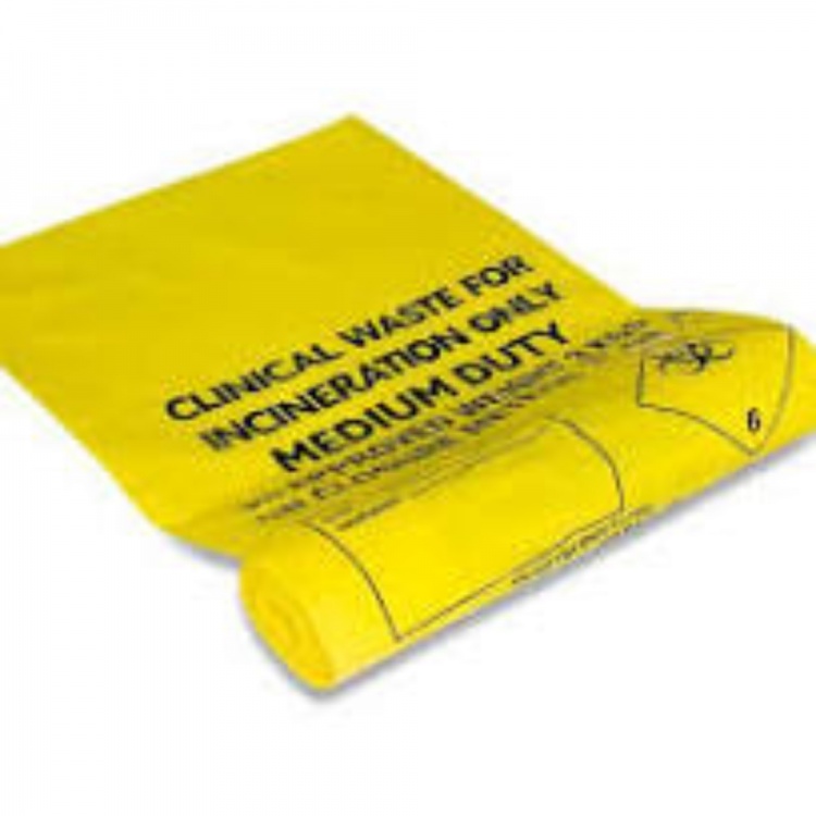 Yellow Medium Duty Clinical Waste Sacks 20 Ltr 5 Kgs (50)