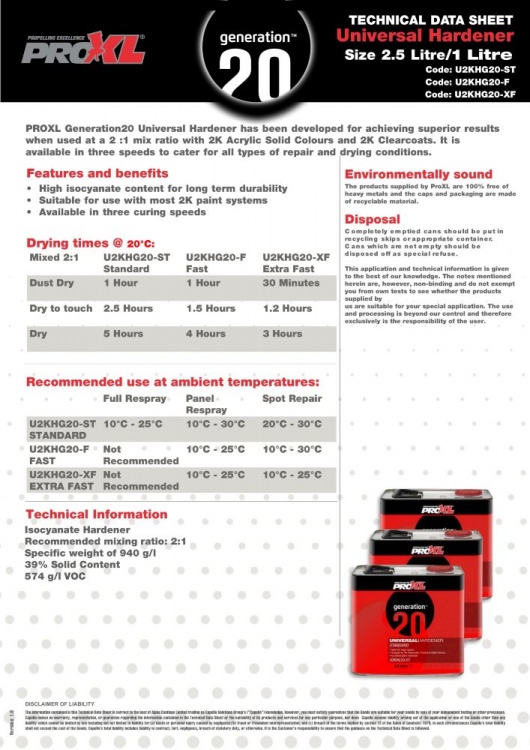PROXL - Universal 2k Hardener  Standard (2.5lt)