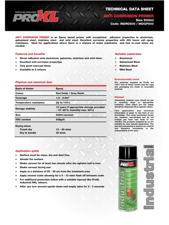 PROXL INDUSTRIAL - Anti-Corrosion Primer - Red 500ml