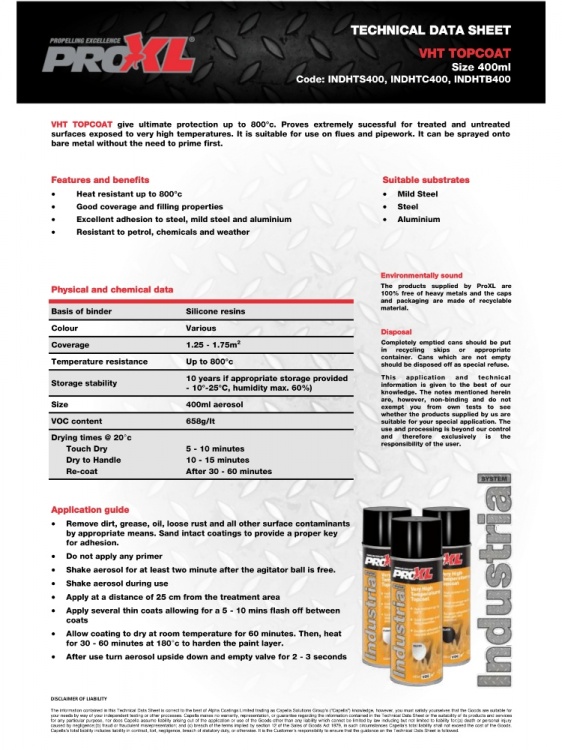 PROXL INDUSTRIAL High Temp Aerosol Spray Paint 400ml