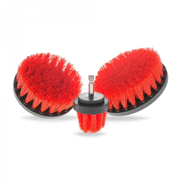 Stiff Bristle Red/Black Drill Attachable Carpet Brush  - MOGG190