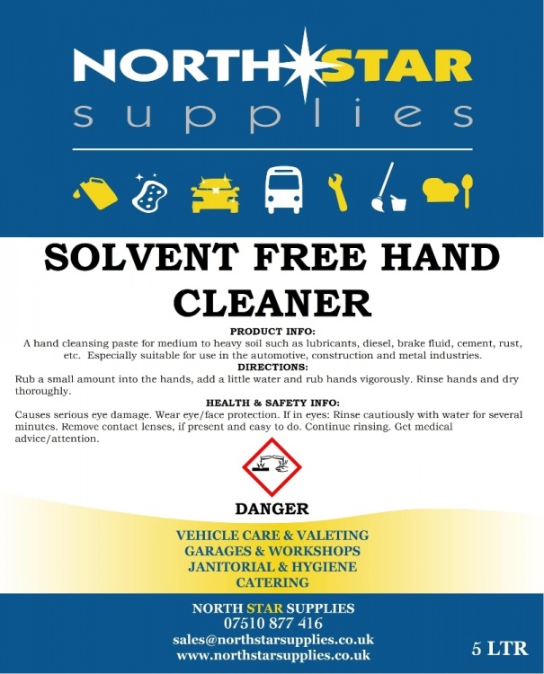 Solvent Free Hand Cleaner -  North Star Supplies