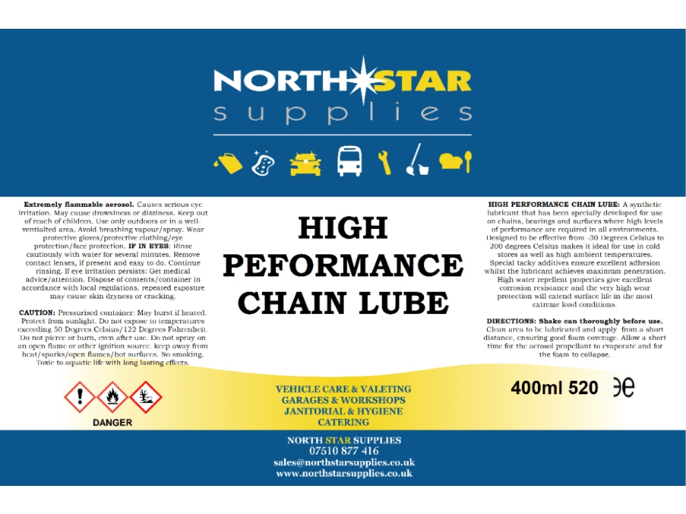 High Performance Chain Lubricant 400ml - North Star Supplies