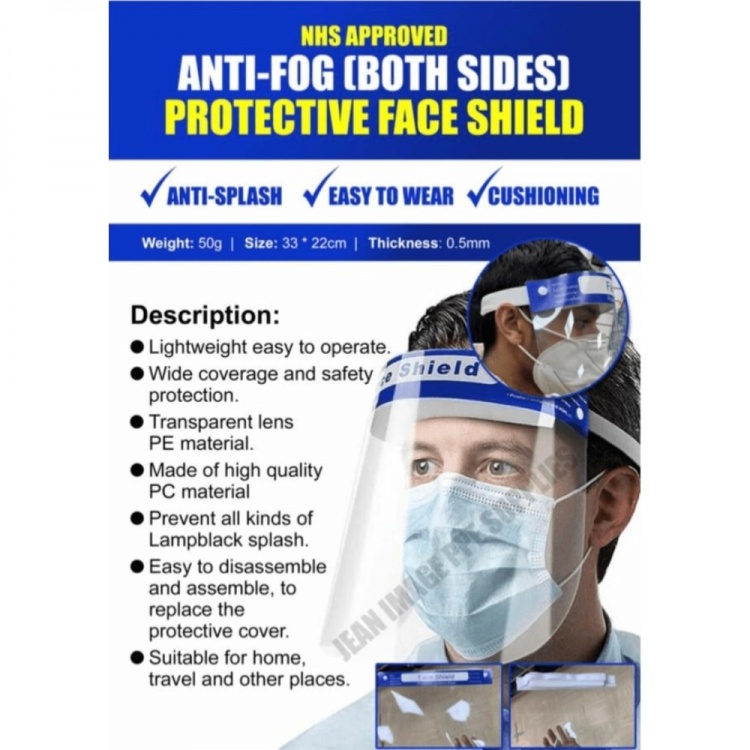 Protective Face Shield (Anti Fog - Both Sides)